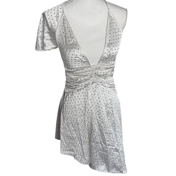 NWT WeWoreWhat Crystal Asym Dress Silky Charmeuse White - Picture 2 of 8